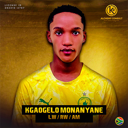 Kgaogelo Monanyane, Kgaogelo Monanyane- Left Wing, Right Wing, Attacking Midfielder, K4 Alchemy Consult